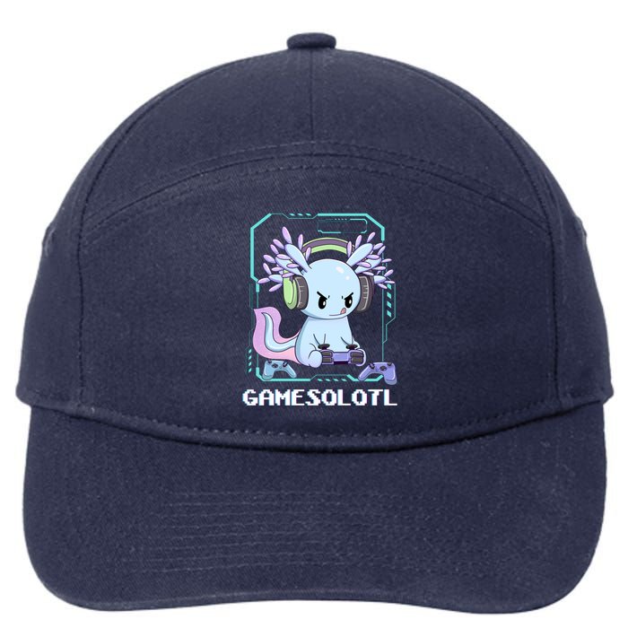 Gamesolotl Gamer Axolotl Funny Cute 7-Panel Snapback Hat