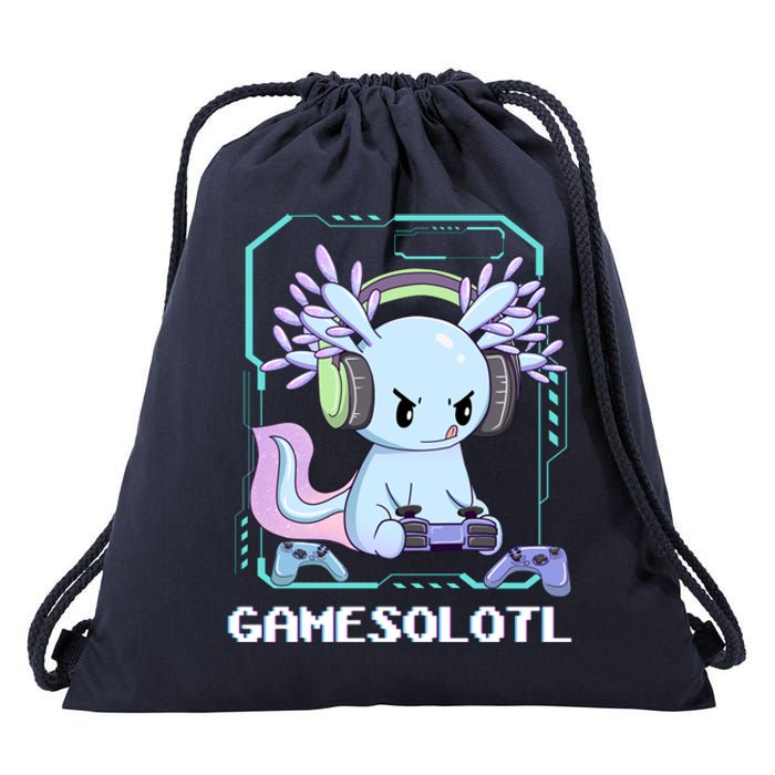 Gamesolotl Gamer Axolotl Funny Cute Drawstring Bag