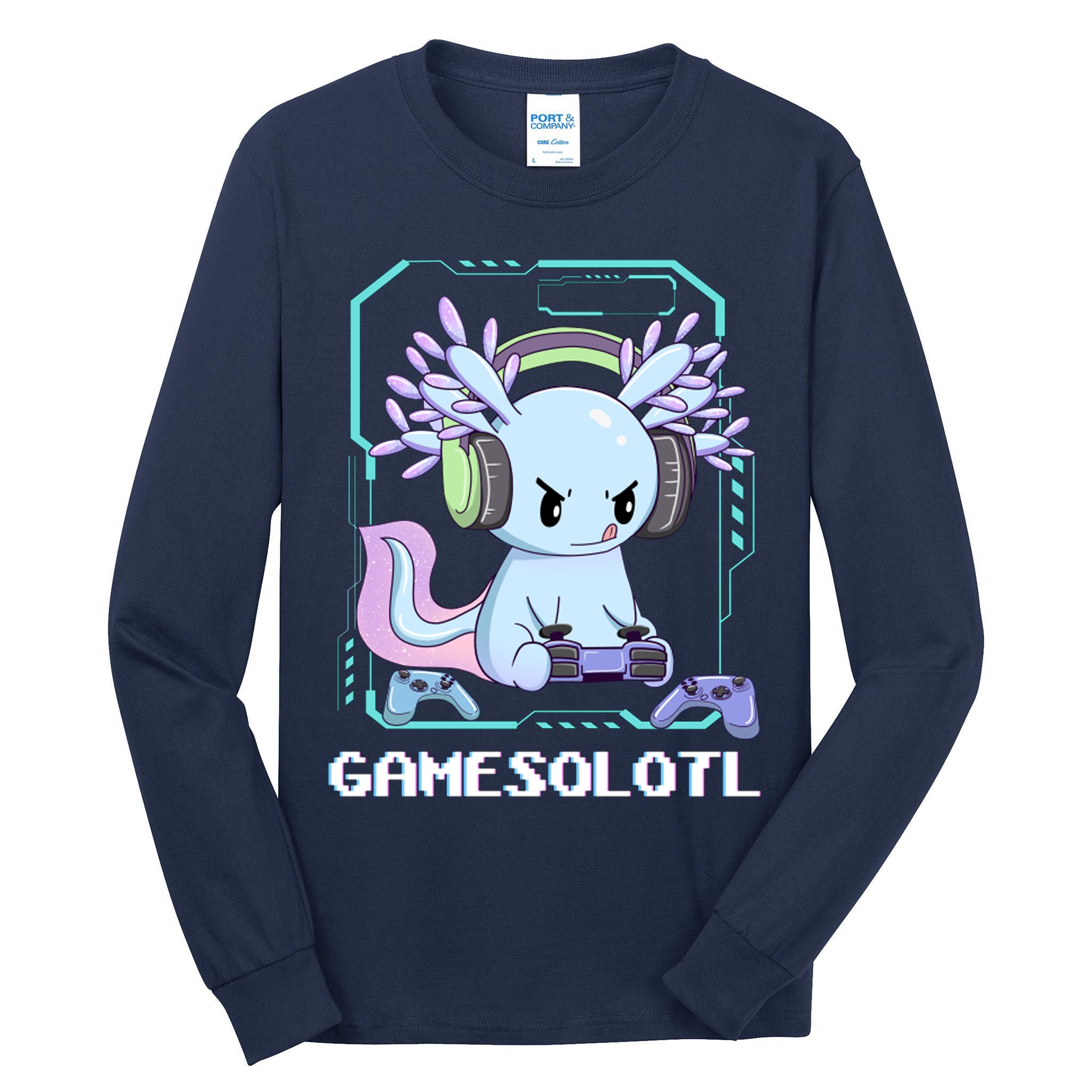Gamesolotl Gamer Axolotl Funny Cute Tall Long Sleeve T-Shirt