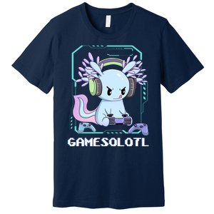 Gamesolotl Gamer Axolotl Funny Cute Premium T-Shirt