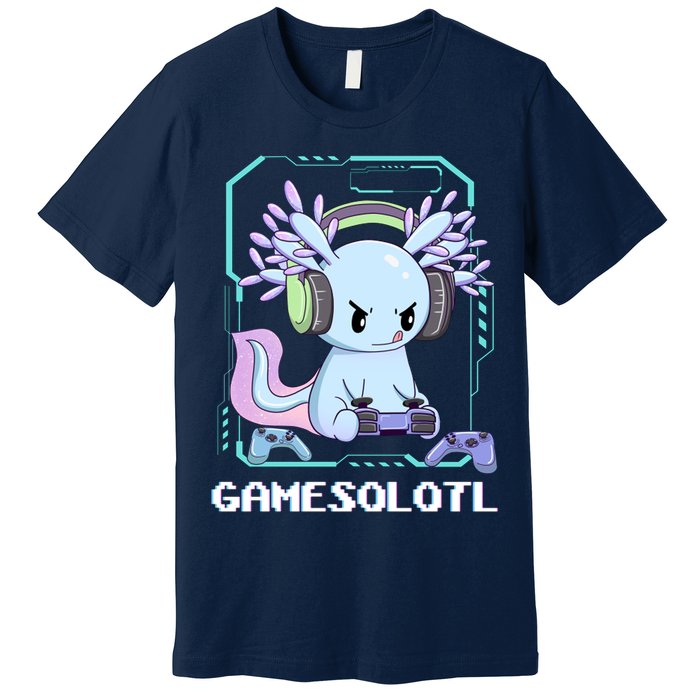 Gamesolotl Gamer Axolotl Funny Cute Premium T-Shirt