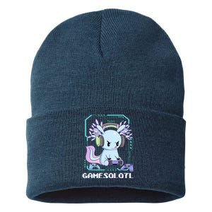 Gamesolotl Gamer Axolotl Funny Cute Sustainable Knit Beanie