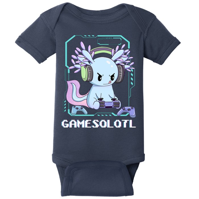 Gamesolotl Gamer Axolotl Funny Cute Baby Bodysuit