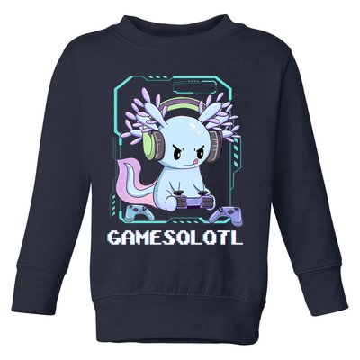 Gamesolotl Gamer Axolotl Funny Cute Toddler Sweatshirt