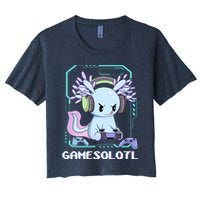 Gamesolotl Gamer Axolotl Funny Cute Women's Crop Top Tee