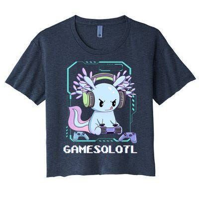 Gamesolotl Gamer Axolotl Funny Cute Women's Crop Top Tee