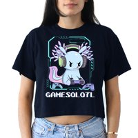 Gamesolotl Gamer Axolotl Funny Cute Women's Crop Top Tee