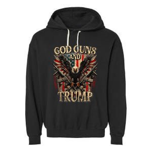 God Guns And Trump 2nd Amendment Flag Eagle American Flag Garment-Dyed Fleece Hoodie