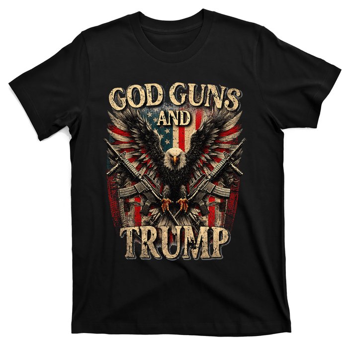 God Guns And Trump 2nd Amendment Flag Eagle American Flag T-Shirt