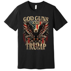 God Guns And Trump 2nd Amendment Flag Eagle American Flag Premium T-Shirt