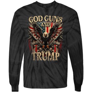 God Guns And Trump 2nd Amendment Flag Eagle American Flag Tie-Dye Long Sleeve Shirt