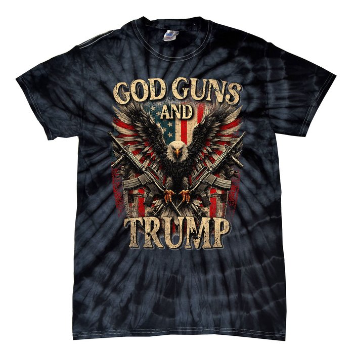 God Guns And Trump 2nd Amendment Flag Eagle American Flag Tie-Dye T-Shirt