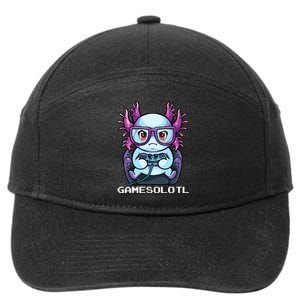 Gamesolotl Gamer Axolotl Fish Gaming Video Gamer Anime 7-Panel Snapback Hat