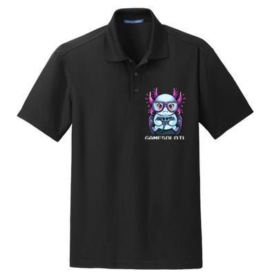 Gamesolotl Gamer Axolotl Fish Gaming Video Gamer Anime Dry Zone Grid Polo