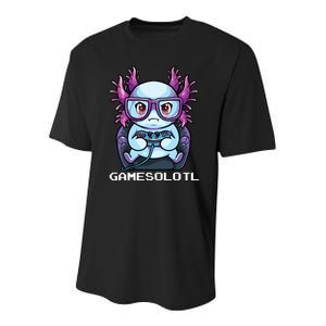 Gamesolotl Gamer Axolotl Fish Gaming Video Gamer Anime Youth Performance Sprint T-Shirt