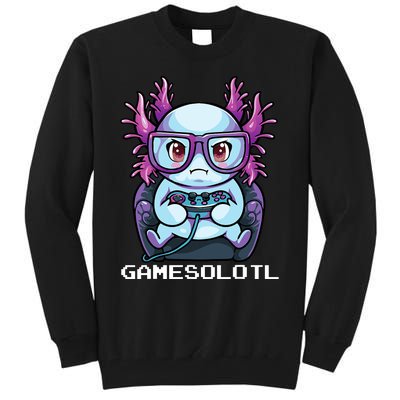 Gamesolotl Gamer Axolotl Fish Gaming Video Gamer Anime Tall Sweatshirt