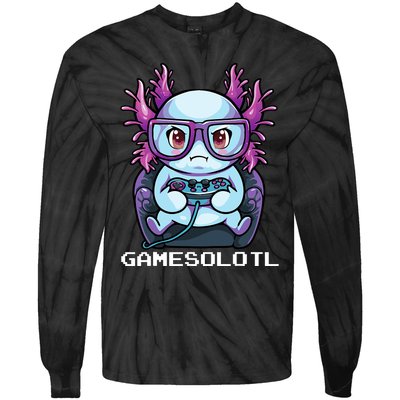 Gamesolotl Gamer Axolotl Fish Gaming Video Gamer Anime Tie-Dye Long Sleeve Shirt