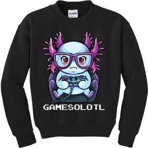 Gamesolotl Gamer Axolotl Fish Gaming Video Gamer Anime Kids Sweatshirt