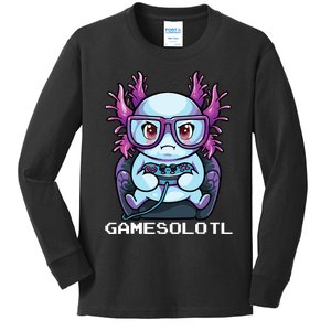 Gamesolotl Gamer Axolotl Fish Gaming Video Gamer Anime Kids Long Sleeve Shirt