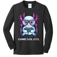 Gamesolotl Gamer Axolotl Fish Gaming Video Gamer Anime Kids Long Sleeve Shirt