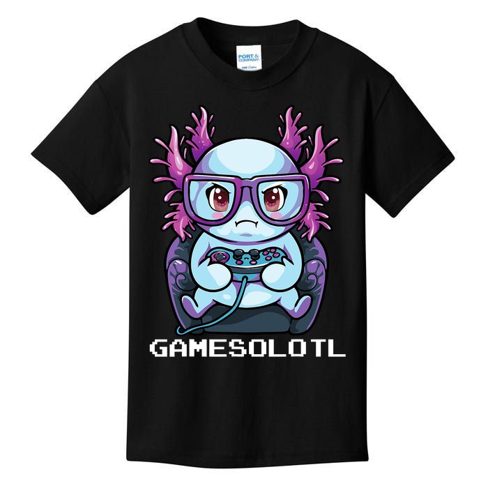 Gamesolotl Gamer Axolotl Fish Gaming Video Gamer Anime Kids T-Shirt