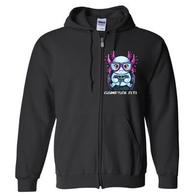 Gamesolotl Gamer Axolotl Fish Gaming Video Gamer Anime Full Zip Hoodie