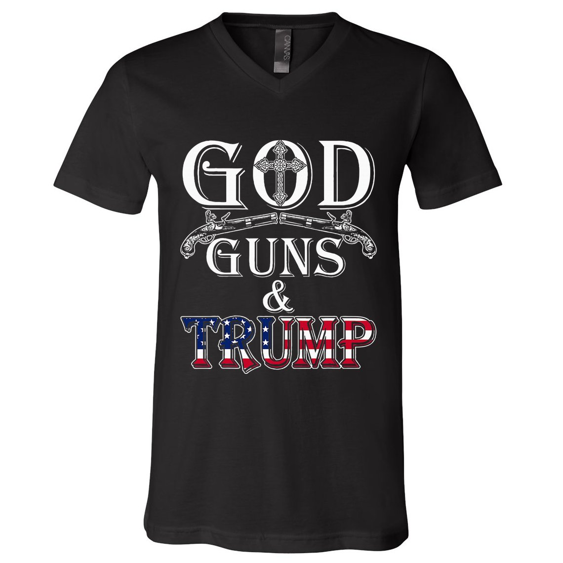 God Guns And Trump 2nd Amendment Trump 45 V-Neck T-Shirt