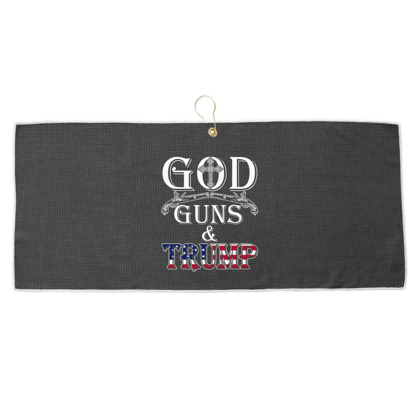 God Guns And Trump 2nd Amendment Trump 45 Large Microfiber Waffle Golf Towel