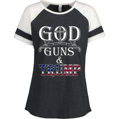 God Guns And Trump 2nd Amendment Trump 45 Enza Ladies Jersey Colorblock Tee