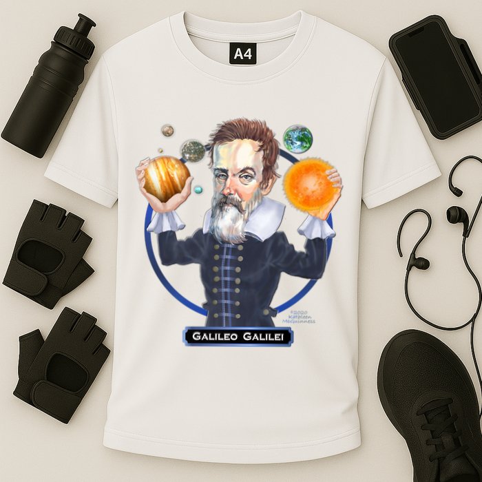 Galileo Galilei Astronomer Cooling Performance Crew T-Shirt
