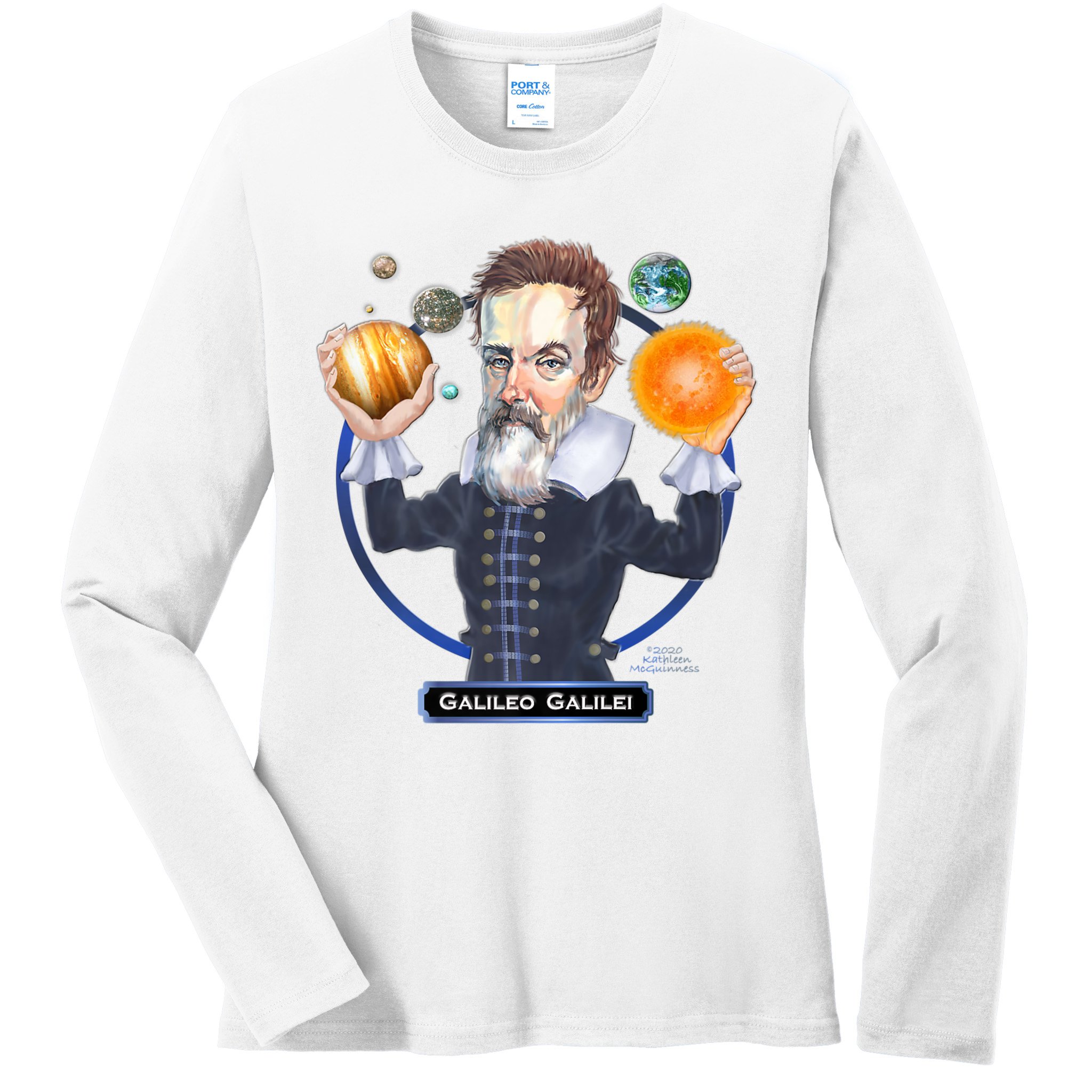 Galileo Galilei Astronomer Ladies Long Sleeve Shirt