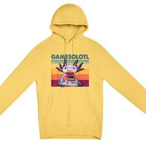 Gamesolotl Gamer Axolotl Fish Playing Video Games Premium Pullover Hoodie