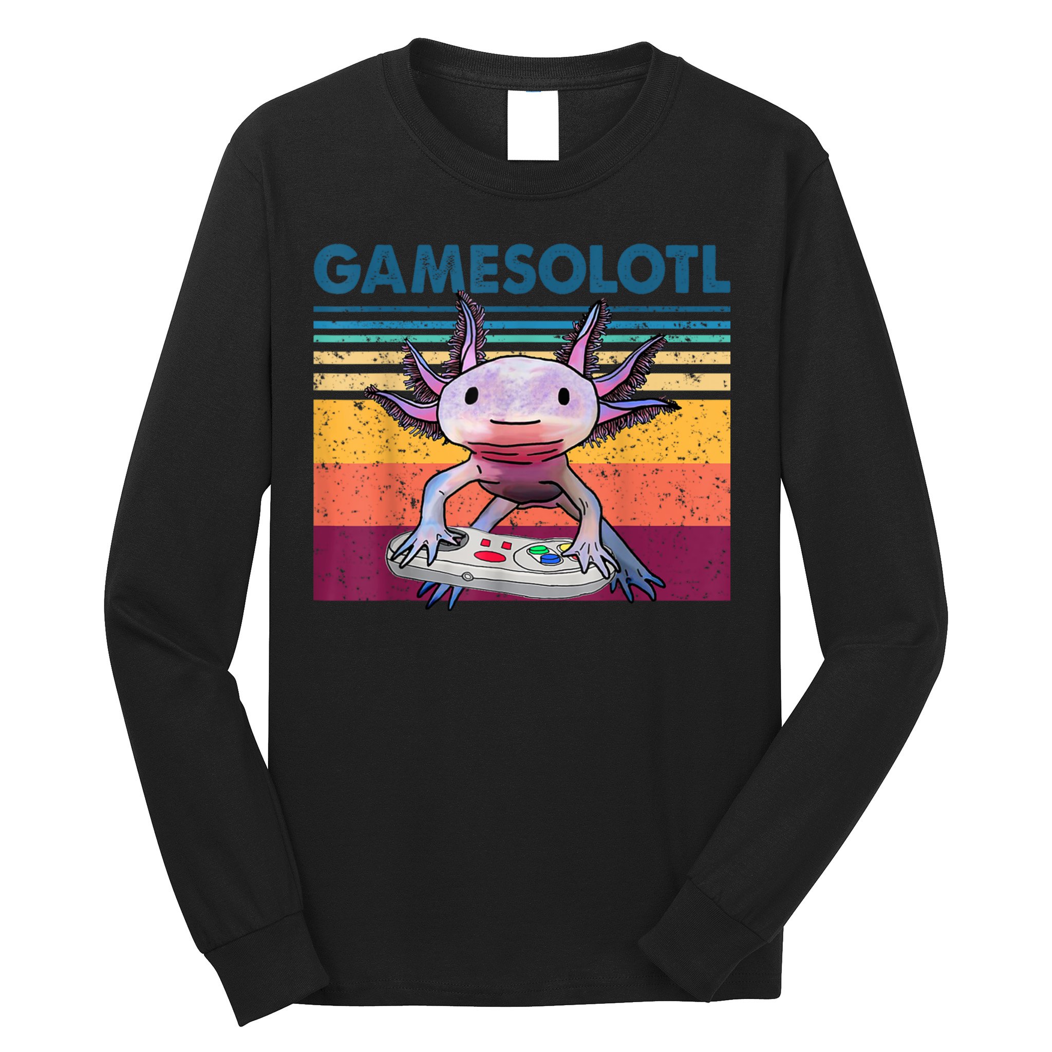 Gamesolotl Gamer Axolotl Fish Playing Video Games Long Sleeve Shirt