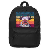 Gamesolotl Gamer Axolotl Fish Playing Video Games 16 in Basic Backpack