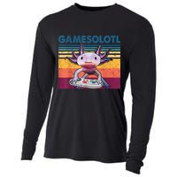 Gamesolotl Gamer Axolotl Fish Playing Video Games Cooling Performance Long Sleeve Crew