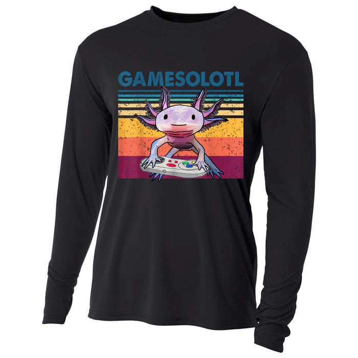 Gamesolotl Gamer Axolotl Fish Playing Video Games Cooling Performance Long Sleeve Crew