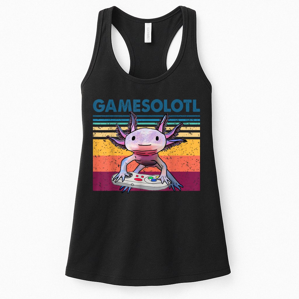 Gamesolotl Gamer Axolotl Fish Playing Video Games Womens Tank Top
