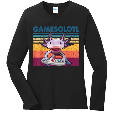 Gamesolotl Gamer Axolotl Fish Playing Video Games Ladies Long Sleeve Shirt