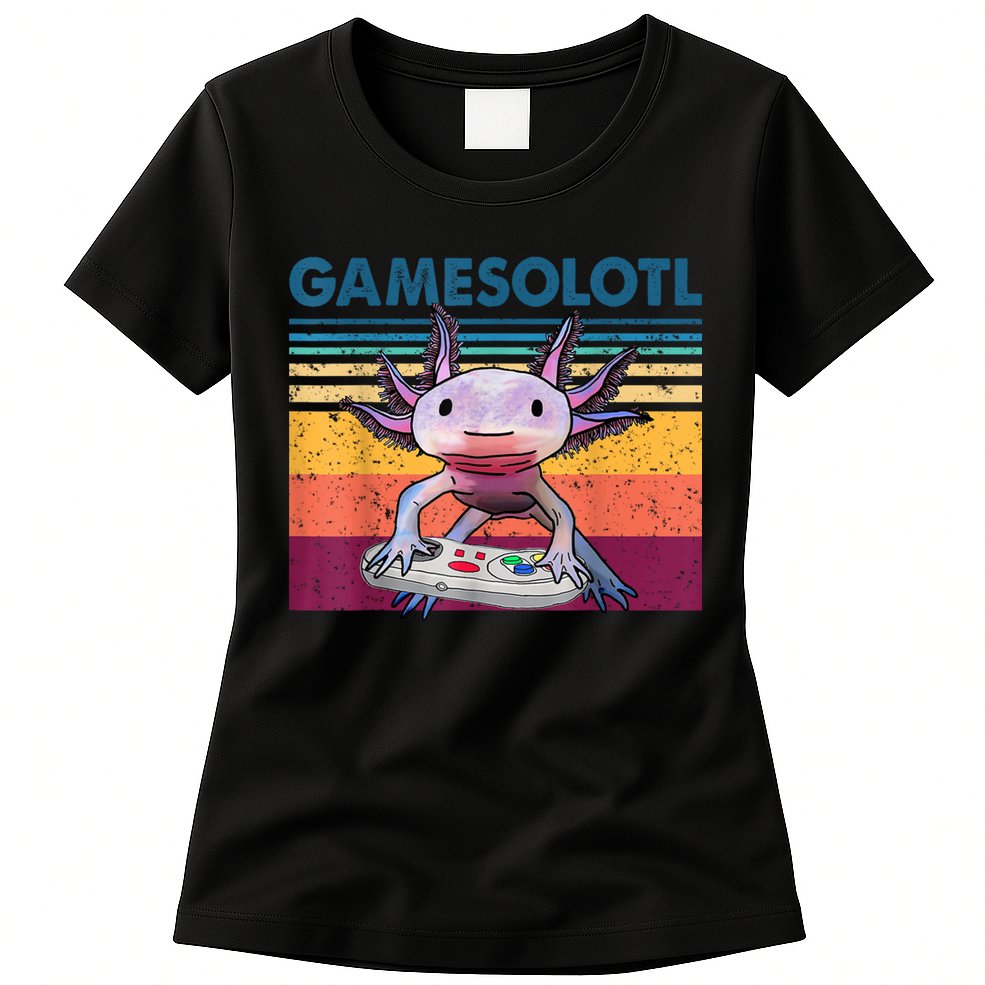 Gamesolotl Gamer Axolotl Fish Playing Video Games Womens T-Shirt