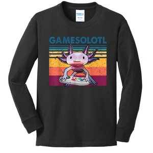 Gamesolotl Gamer Axolotl Fish Playing Video Games Kids Long Sleeve Shirt