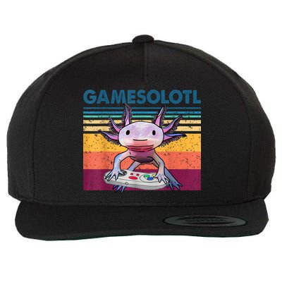 Gamesolotl Gamer Axolotl Fish Playing Video Games Wool Snapback Cap