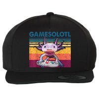 Gamesolotl Gamer Axolotl Fish Playing Video Games Wool Snapback Cap