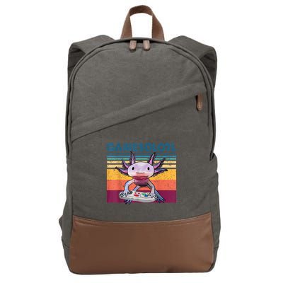 Gamesolotl Gamer Axolotl Fish Playing Video Games Cotton Canvas Backpack