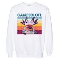 Gamesolotl Gamer Axolotl Fish Playing Video Games Garment-Dyed Sweatshirt
