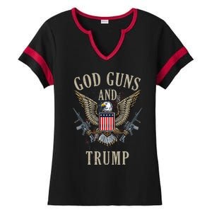 God Guns And Trump 2nd Amendment Flag AR15 American Flag Ladies Halftime Notch Neck Tee