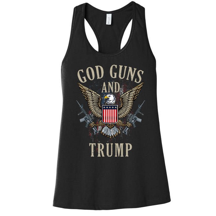 God Guns And Trump 2nd Amendment Flag AR15 American Flag Women's Racerback Tank