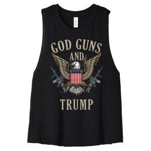 God Guns And Trump 2nd Amendment Flag AR15 American Flag Women's Racerback Cropped Tank