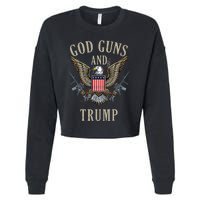 God Guns And Trump 2nd Amendment Flag AR15 American Flag Cropped Pullover Crew