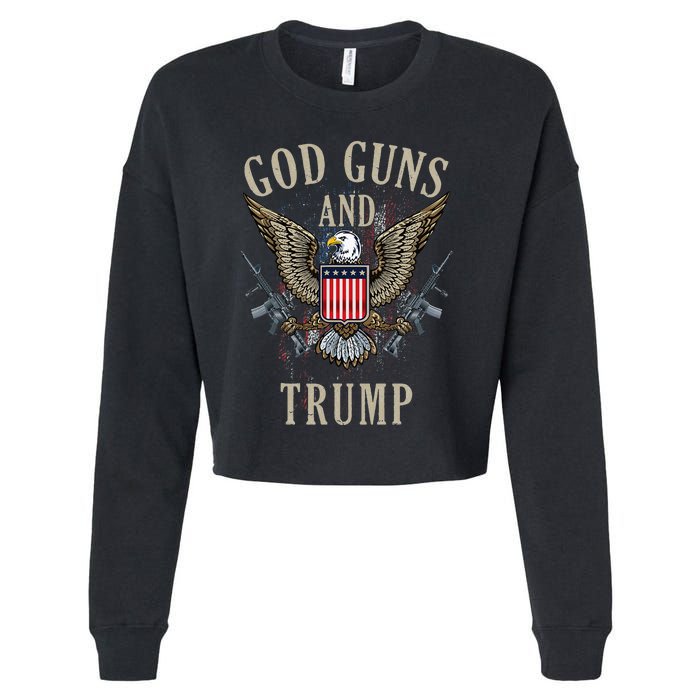 God Guns And Trump 2nd Amendment Flag AR15 American Flag Cropped Pullover Crew