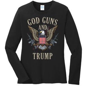 God Guns And Trump 2nd Amendment Flag AR15 American Flag Ladies Long Sleeve Shirt